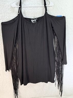 Killstar Black off the Shoulder Fringe Top Plus Size 3XL